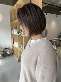 切りっぱなしボブ&オリーブカラー♪