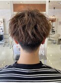 メンズカットマッシュ波パーマツーブロック
