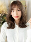 抜け感斜めバング韓国風巻きニュアンスパーマa上尾20代30代40代