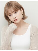 アース 大曽根店(HAIR&MAKE EARTH) earthショートレイヤーボブミルクティー丸みショートボブ