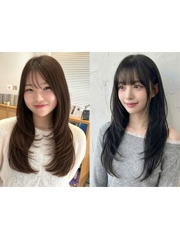 【垢抜けレイヤーカット】カット+カラー+acoteTR ￥7700/韓国風くびれヘア/ぱつんとボブ[二子玉川]