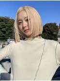 ホワイトベージュ/ダブルカラー/丸みショート/髪質改善/原宿