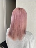 ハイトーンピンクブラウン美髪切りっぱなしケア所沢練馬