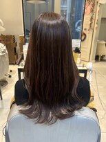 ロングヘア　ピンクブラウンヘアカラー　【銀座】福田