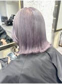 ブリーチカラー/外ハネミディアム/ボブ/ホワイトバイオレット