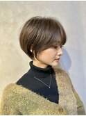 大人可愛い20代30代40代丸みショートボブ/韓国/ハイライト