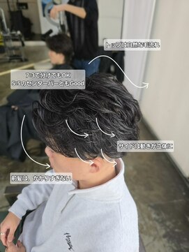 アノ(Ano.) フェザーパーマスパイラルツイスパニュアンスメンズカット