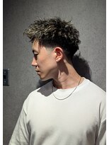 クフィア メンズヘアー カンポ 天王寺店(CUFFIA MEN'SHAIR CAMPO)&nbsp;スパイキーショートブルーブラックニュアンスパーマ極道パーマ