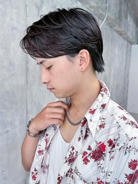 ゴブンノロク(GOBUN NO ROKU) 無造作メンズベリーショート☆ツーブロックアッシュブラウン