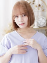 カバーヘア ブリス 川口(COVER HAIR bliss)&nbsp;ピンクベージュブリーチなし切りっぱなしボブa川口20代30代40代