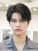 メンズセンターパート七三分けパートニュアンスパーマ刈り上げ