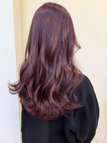 アヴァンセ サニー美容室&nbsp;ヨシンモリ ロングウェーブ チェリーブラウン 髪質改善 レイヤー