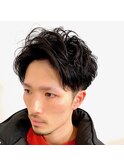センターパートナチュラルパーマ
