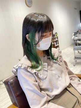 リジョイスヘア エン(REJOICE hair EN) 【REJOICE hair EN】イヤリングカラーライムグリーン　担当AKIRA