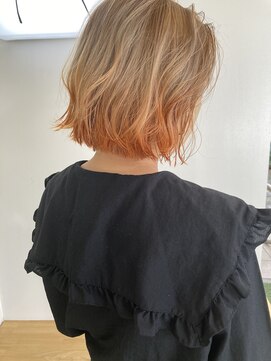 イノセントヘア(innocent.hair) ベージュオレンジグラデーションカラー ダブルカラー