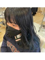 ヘアメイク アージュ 大野城 下大利店(HAIR MAKE age) インナーカラーグリーンブルー×ゆるふわ巻き　20代30代