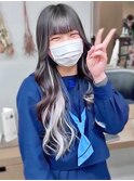 ロング×インナーカラー(ホワイトシルバー)//シールエクステ60枚