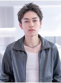 アッシュブラックマッシュパーマ刈り上げツーブロック