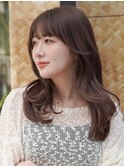 顔周りレイヤーカットくびれヘアミルクティーベージュカラー