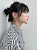 美髪　ブルーブラック　簡単スタイリング　へアレンジ