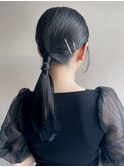 夏シルキーベージュタイトヘアアレンジa