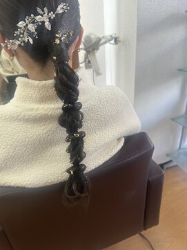 結婚式参列/ヘアセット/タイトポニー