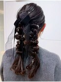 ヘアセット ツインポニー アップスタイル パーティーヘア