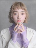 外ハネぱっつんボブ×ミルクティーベージュ