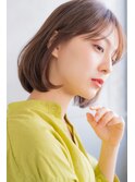 mowen 南堀江　ミニボブ×ナチュラルベージュ×シースルバング