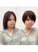 20代 似合わせショート 丸み ウザバング ベージュカラー