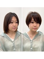 イヴォークトーキョーオーサカ(EVOKE TOKYO osaka)&nbsp;20代 似合わせショート 丸み ウザバング ベージュカラー