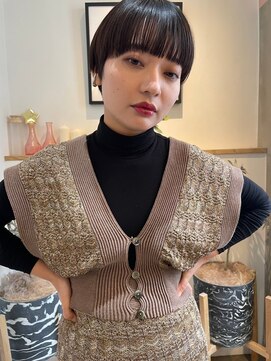 ホネン(honen) 刈り上げボブショートボブマロンベージュアプリコットオレンジ