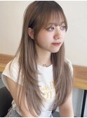 ★小顔前髪レイヤーカットナチュラル透明感ベージュ