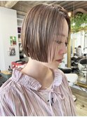 NUDEハイトーンボブ ダブルカラーミニボブ切りっぱなしボブ