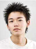 メンズスパイキーショートリクルートツーブロックアップバング