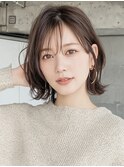 【顔タイプソフトエレガント】シアーグレージュボブ