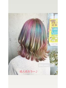 ガルボ ヘアー(garbo hair) #ガルボ#ハイトーン#レインボーカラー#ブリーチ#髪カリスマ