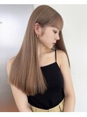 ミディアムヘアグレージュカラーデザインカラーシルキーベージュ