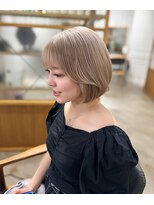 アオゾラヘアー 本店(AOZORA HAIR)&nbsp;韓国風バング×ミルクティー×ショートボブ