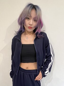 ファーム 大崎店(FAAM) ハイトーン×メドレーカラー×センターパートウルフ