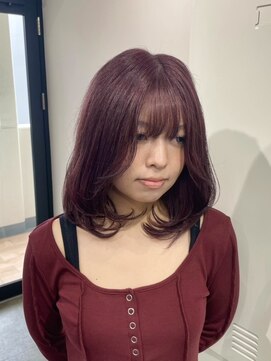 リグ 横浜(Lig.) ワインレッドブリーチ＆ダブルカラーミディアムレイヤー/横浜駅