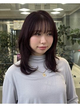 ブリーチなし暗めレッドカラー