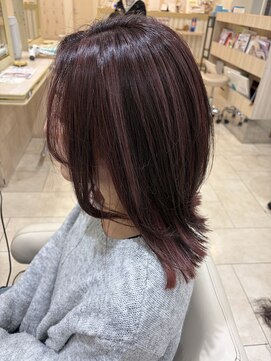 アッシュ 仙川店(Ash) 白髪ぼかしハイライトピンクーべージュ切りっぱなしレイヤー