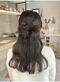 結婚式参列お呼ばれヘアセットハーフアップカチモリヘアアレンジ