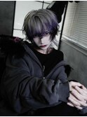 ホワイトシルバーパープルエンドカラー×中性ウルフ