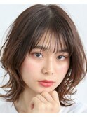 毛先パーマの大人かわいいルーズミディ１　田原佐知子