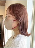 ダブルカラーピンクベージュベージュカラーケアブリーチレイヤー