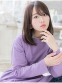 斜めバング大人可愛いツヤ髪エアストレートc5越谷20代30代40代