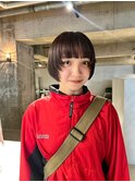 デザインカラーレイヤーカットウェットヘア夏オリーブベージュ