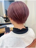 ショートヘア/マッシュショート/似合わせカット/ピンクベージュ